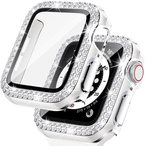 Coque diamant pour montre connectée couleur argent