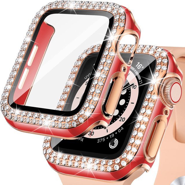 Coque diamant pour montre connectée couleur rouge