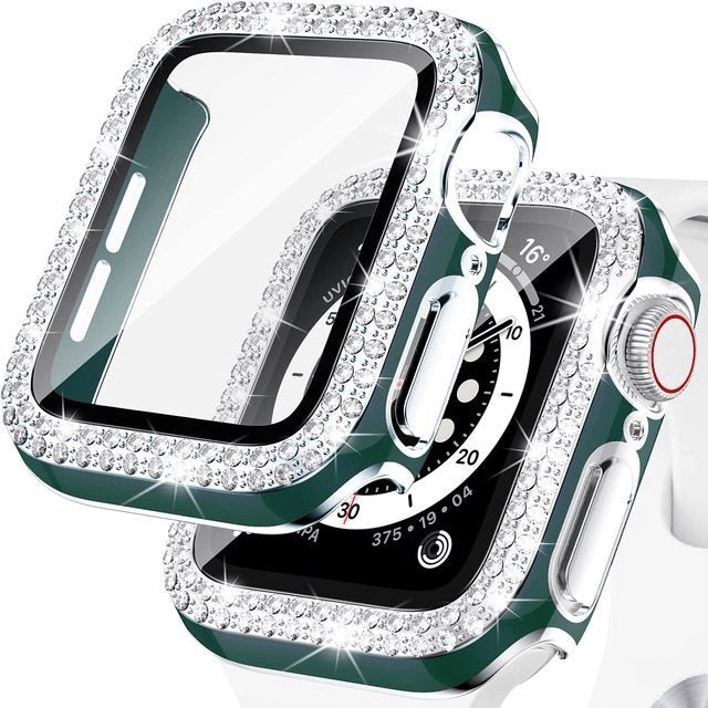 Coque diamant pour montre connectée couleur vert